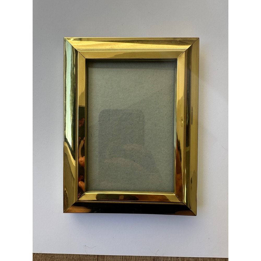 Vintage 90s Fetco Brass Picture Frame Polished Gold Tone Beveled 5x7 Tabletop